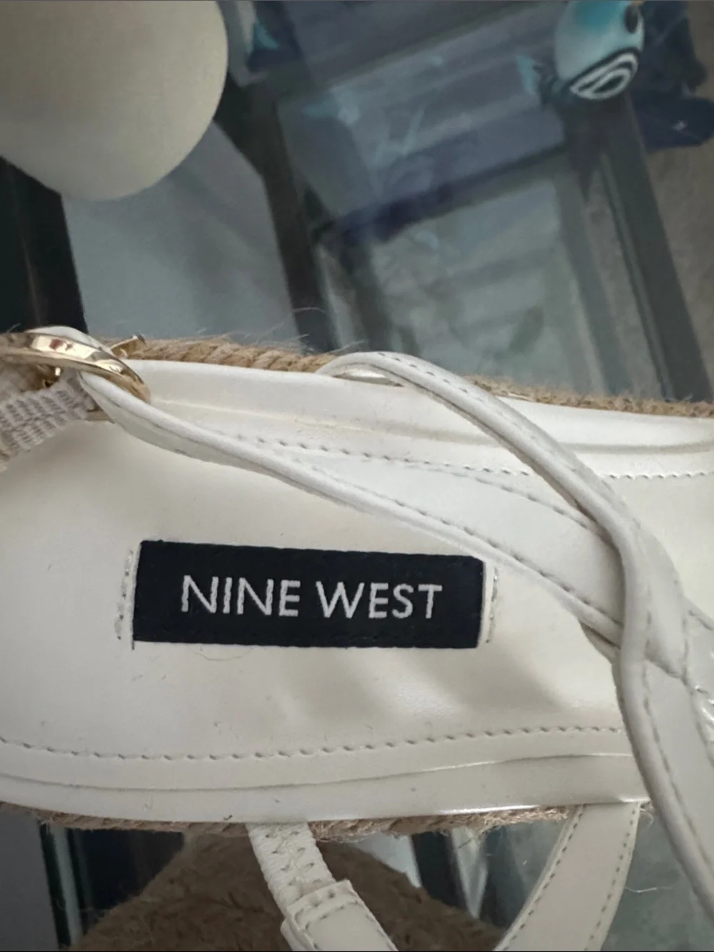 Nine West White Espadrille Wedge Sandals